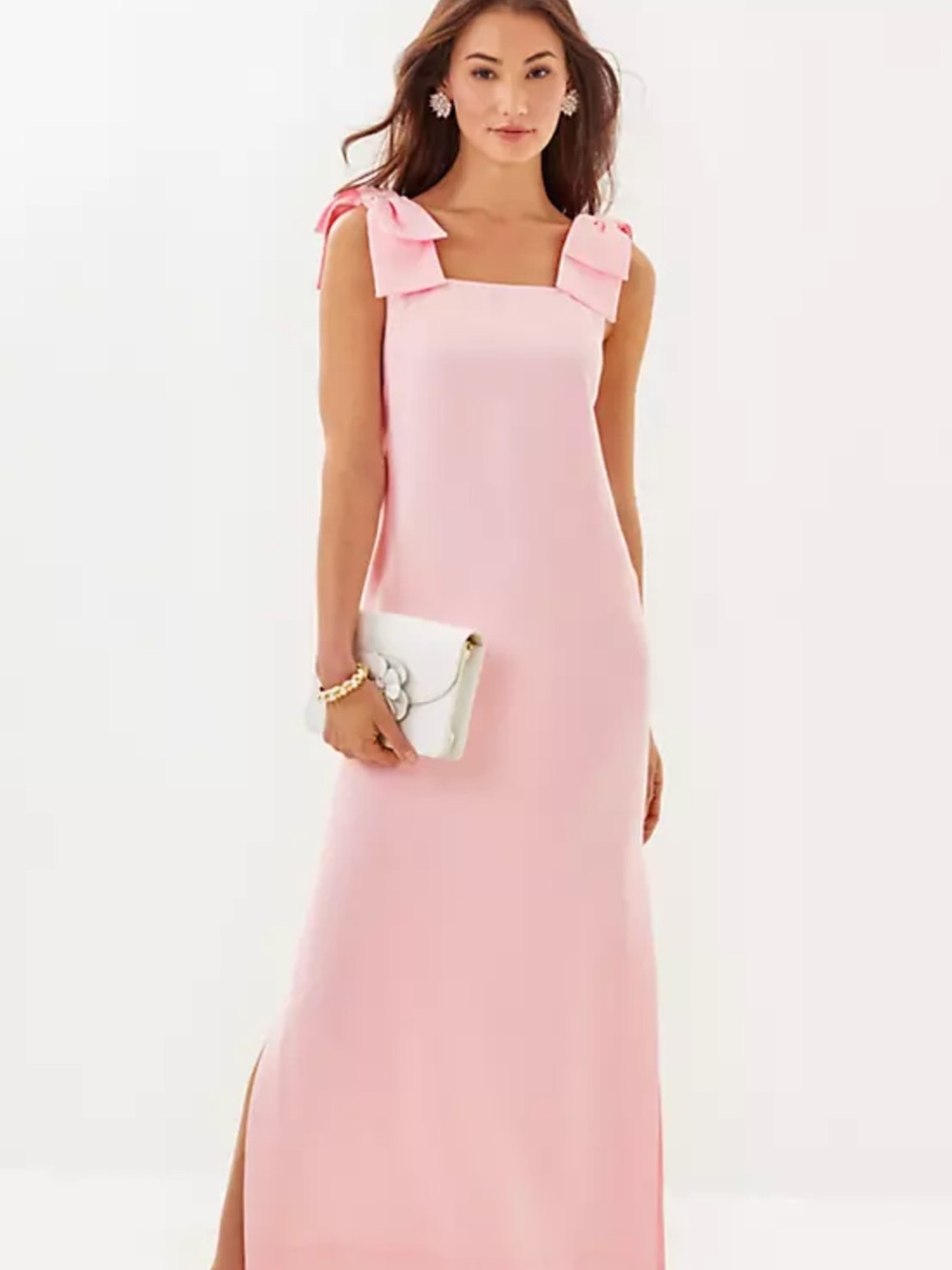 Lilly Pulitzer Pale Pink Bow-Shoulder Maxi Dress